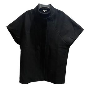 Tobi Madison Women Cape Pancho Jacket Black Short Sleeve Zip Up Turtle Neck S/P